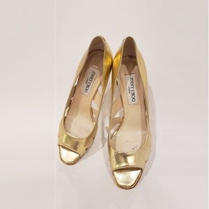 JIMMY CHOO GOLD PUMPS SIZE 7.5 ( 37 1/2 )